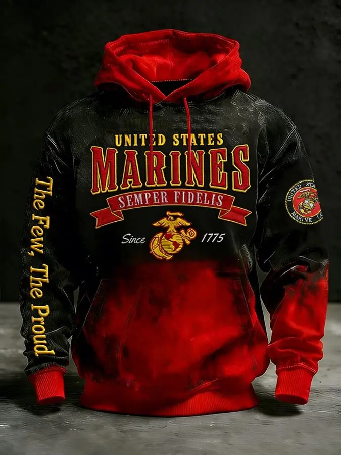 United States Marines Hoodie USMC Semper Fi Military Pullover Gift For Him United States Marines Hoodie USMC Semper Fi Military Pullover Gift For Him - Image 1