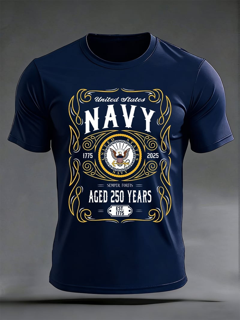 United States Navy 1775 2025 T-Shirt Aged 250 Years Apparel Patriotic Gifts