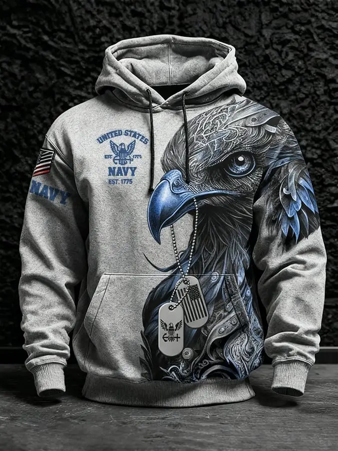 United States Navy Eagle Warrior Hoodie US Navy Est 1775 Pullover Gift For Men
