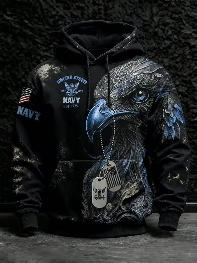 United States Navy Eagle Warrior Hoodie US Navy Est 1775 Pullover Gift For Men
