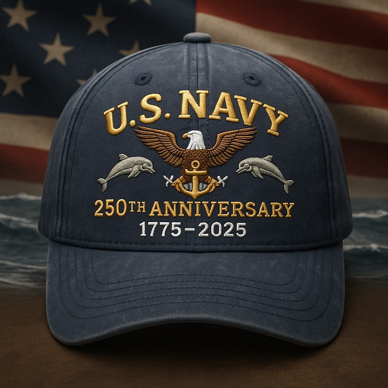 United States Navy Veteran Hat 250 Years Anniversary 1775 2025 Military Cap Patriotic Gifts United States Navy Veteran Hat 250 Years Anniversary 1775 2025 Military Cap Patriotic Gifts - Image 1