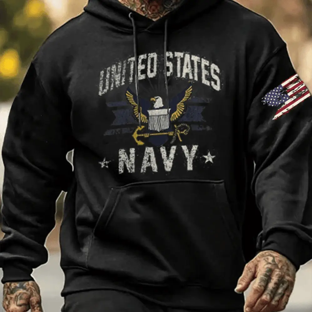 United States Navy Veteran Hoodie American Flag Navy Merch Gifts For Proud Dad United States Navy Veteran Hoodie American Flag Navy Merch Gifts For Proud Dad - Image 1