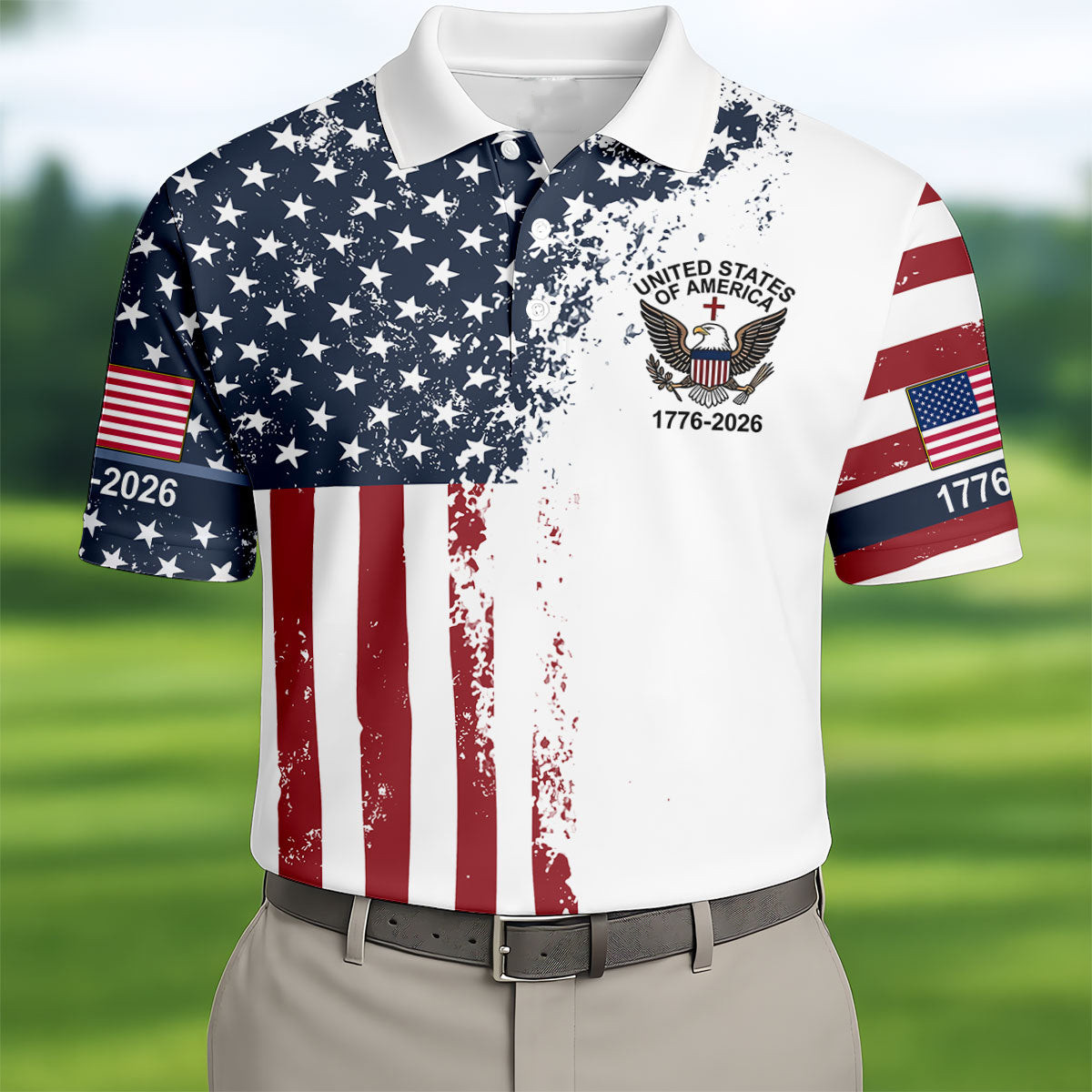 United States Of America 1776 2026 Golf Polo Shirt Patriot Golf Shirts Best Golf Gifts For Men