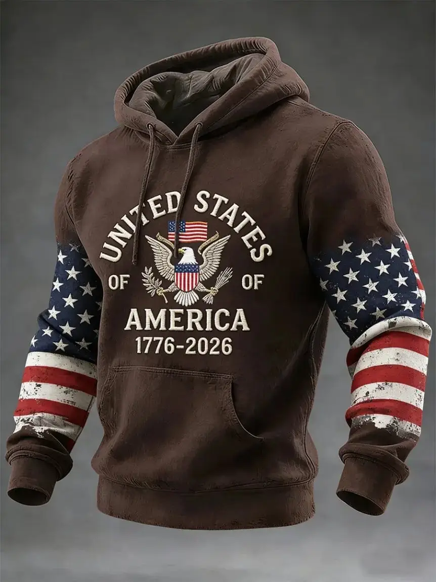 United States of America 250th Anniversary Hoodie Patriotic Eagle Pullover Sweatshirt
