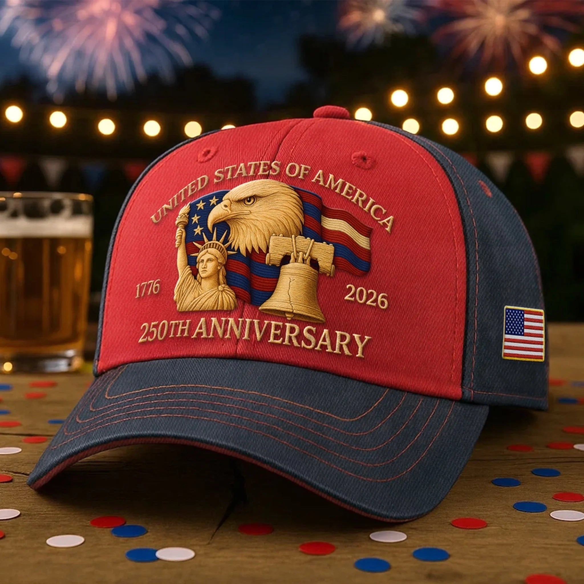 United States Of America Hat 250 Years Anniversary Liberty 1776 2026 Military Cap Gift Ideas