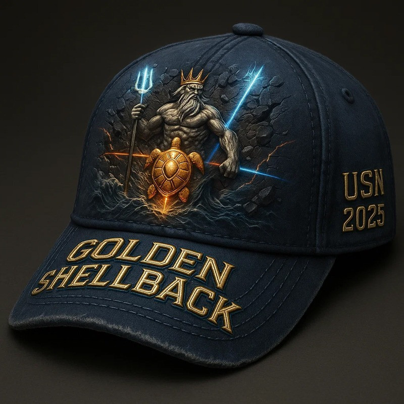 United States Veteran Hat Golden Shellback USN 2025 Present Ideas For Patriots