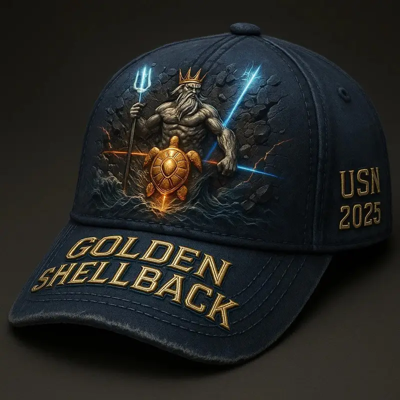 United States Veteran Hat Golden Shellback USN 2025 Present Ideas For Patriots