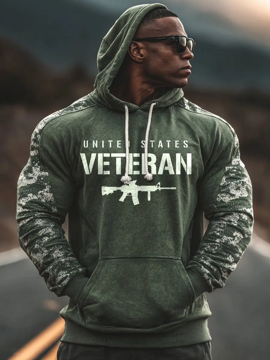 United States Veteran Hoodie Patriotic Military Rifle Graphic Clothing Presents