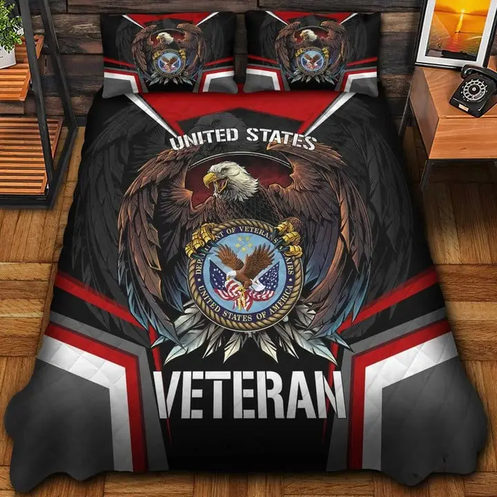 United States Veteran Quilted Bedding Set Duvet Cover Bedspread Bedroom Decor Gifts For Mom United States Veteran Quilted Bedding Set Duvet Cover Bedspread Bedroom Decor Gifts For Mom - Image 1