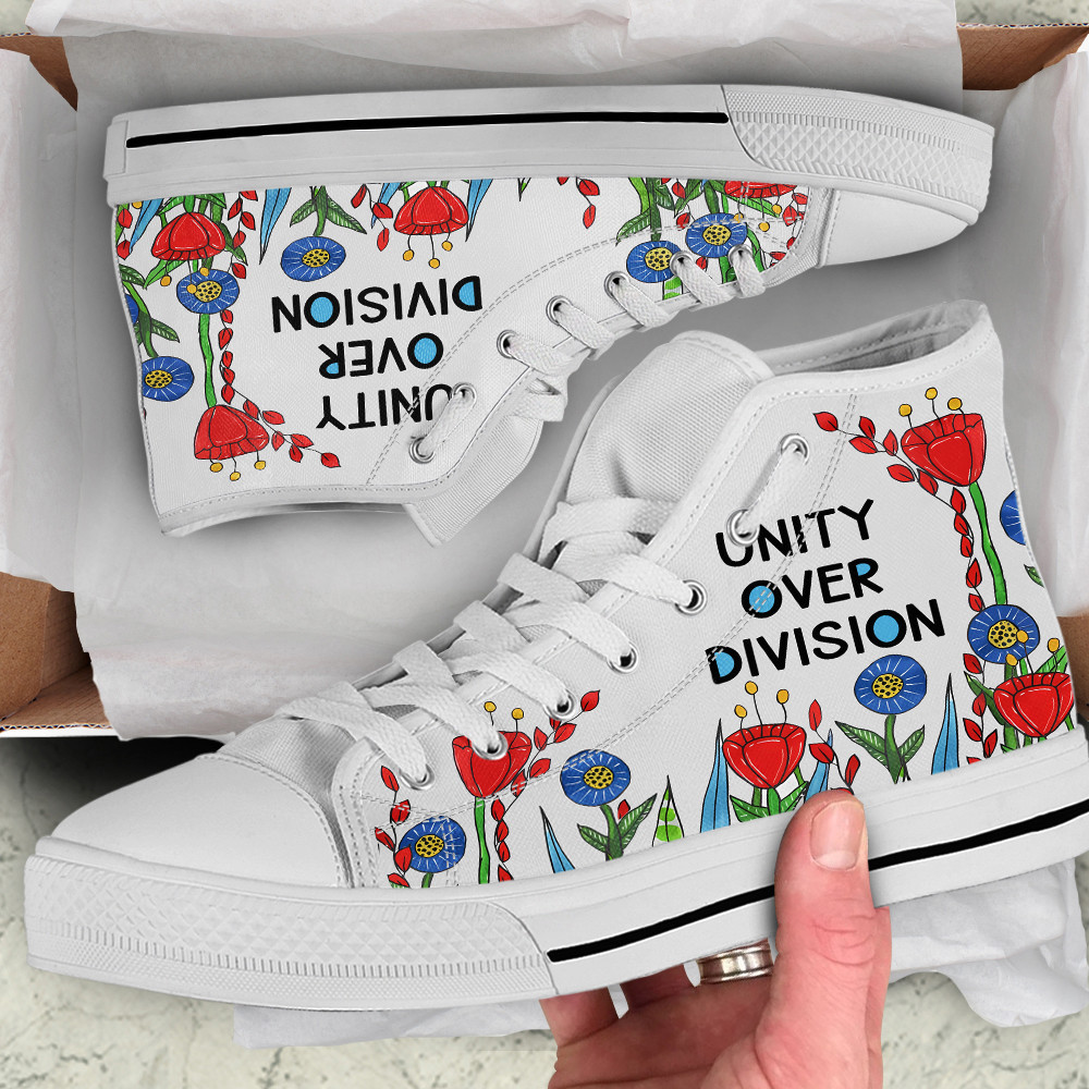 Unity Over Division Flowers High Top Shoes Gifts For Him Her