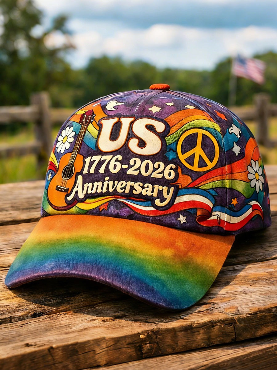US 1776-2026 Anniversary Hippie Unisex Hat United States Ball Cap Gift For Boyfriends