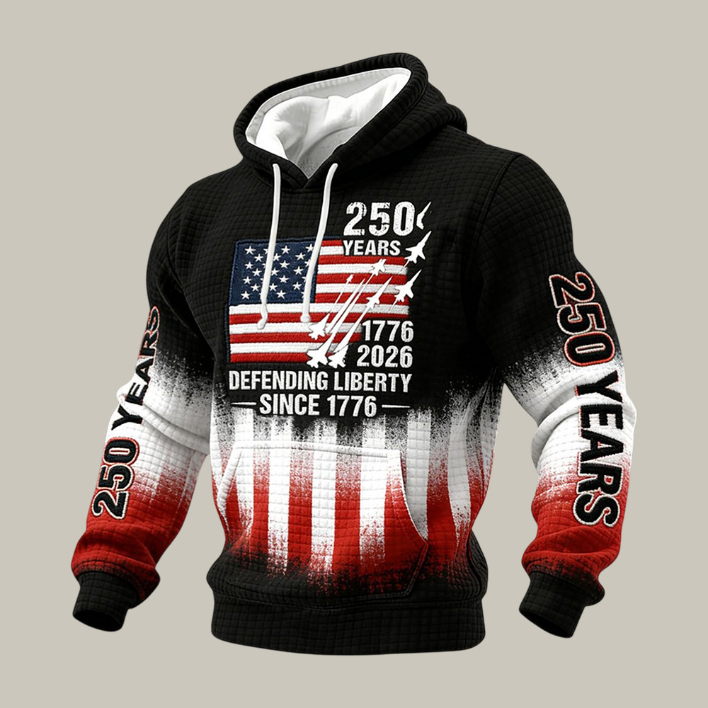 US 250 Years 1776 2026 Hoodie American Flag Apparel Patriotic Husband Gifts