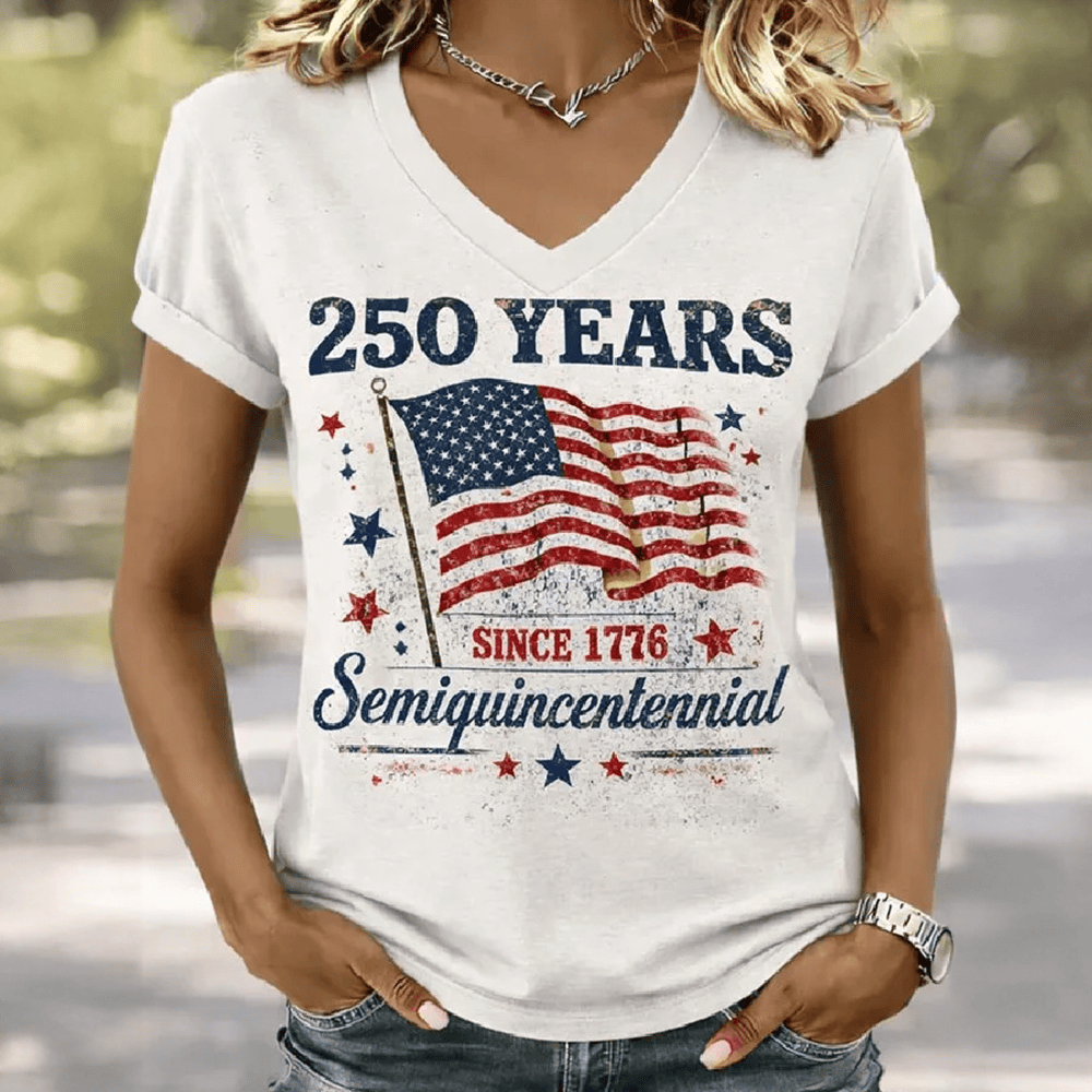 US 250 Years Semiquincentennial 1776 2026 V-Neck Shirt America's 250th Birthday Clothes US 250 Years Semiquincentennial 1776 2026 V-Neck Shirt America's 250th Birthday Clothes - Image 1