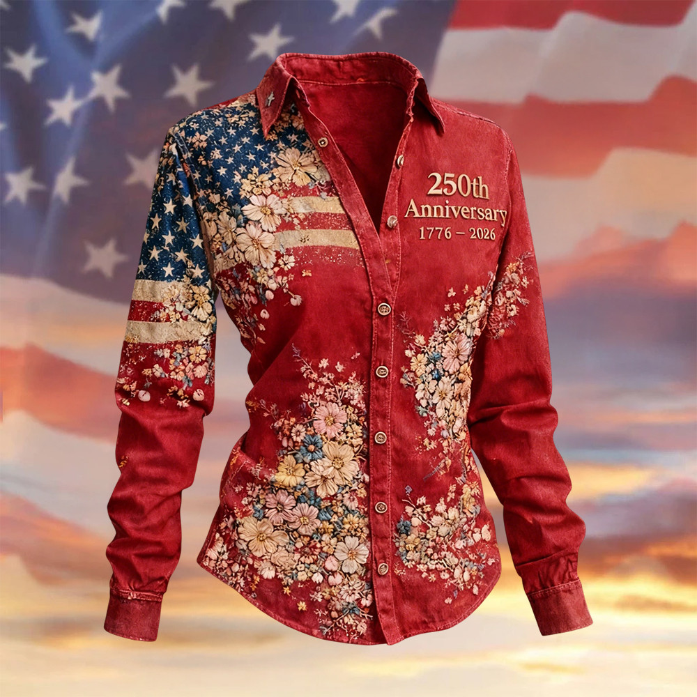 US 250Th Anniversary 1776 2026 Button Up Long Sleeve Shirt Independence Day 2026 Merch US 250Th Anniversary 1776 2026 Button Up Long Sleeve Shirt Independence Day 2026 Merch - Image 1