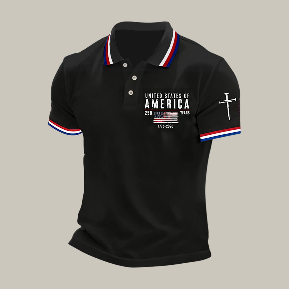 US 250th Anniversary 1776 2026 Faith Polo Shirt Independence Day 2026 Clothes July 4th Gift