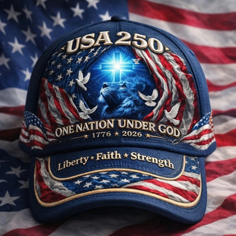 US 250th Anniversary Faith Art Print Hat One Nation Under God Cap Gift for Dad