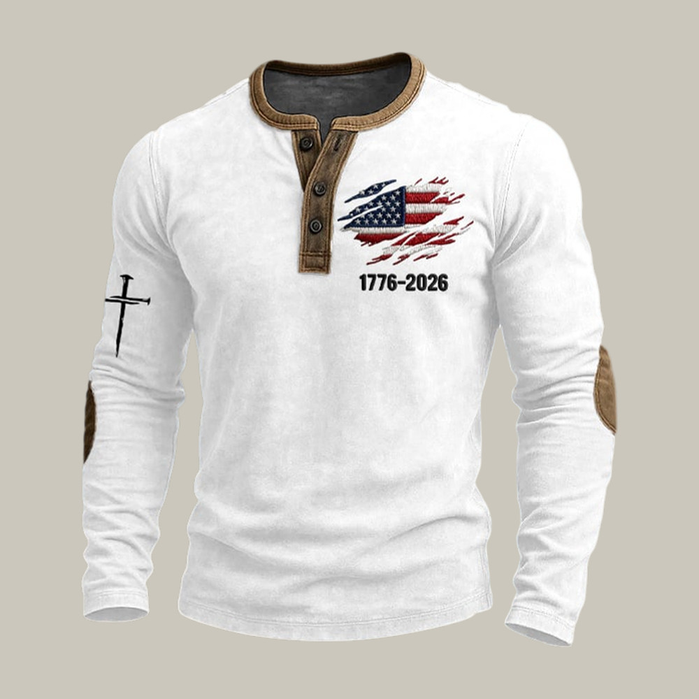 US 250th Anniversary Faith Button Long Sleeve Shirt 1776 2026 America's Birthday Apparel