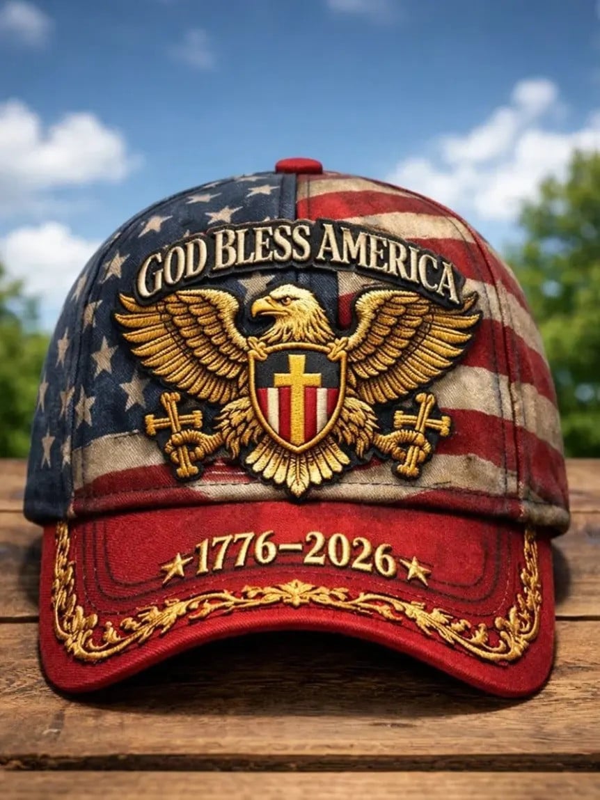 US 250th Anniversary Hat Bald Eagle God Bless America Cap Patriotic Gift