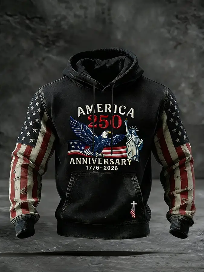 US 250th Anniversary Hoodie 1776 2026 Men's Patriotic Apparel Gift Ideas