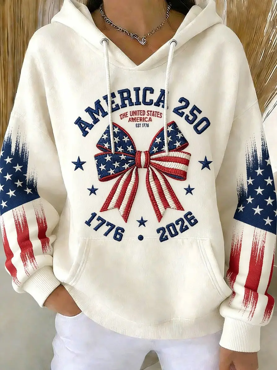 US 250th Anniversary Hoodie 1776 2026 Women's Patriotic Apparel Gift Ideas