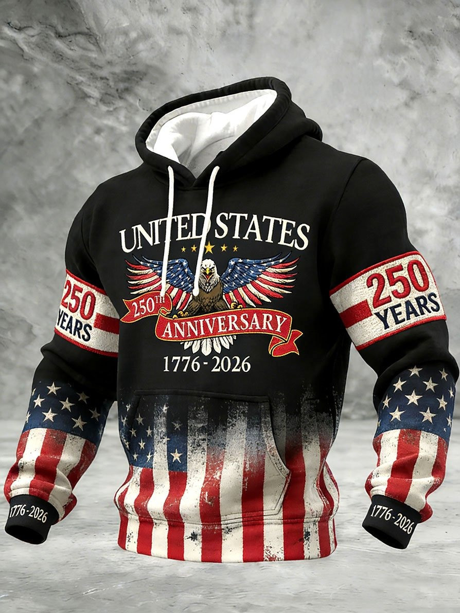US 250th Anniversary Hoodie Bald Eagle Graphic American Pride Clothes Freedom Gift