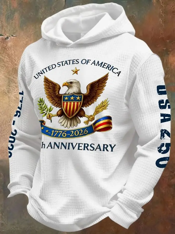US 250th Anniversary Hoodie Mens 1776 2026 Bald Eagle Graphic 4th July Gift