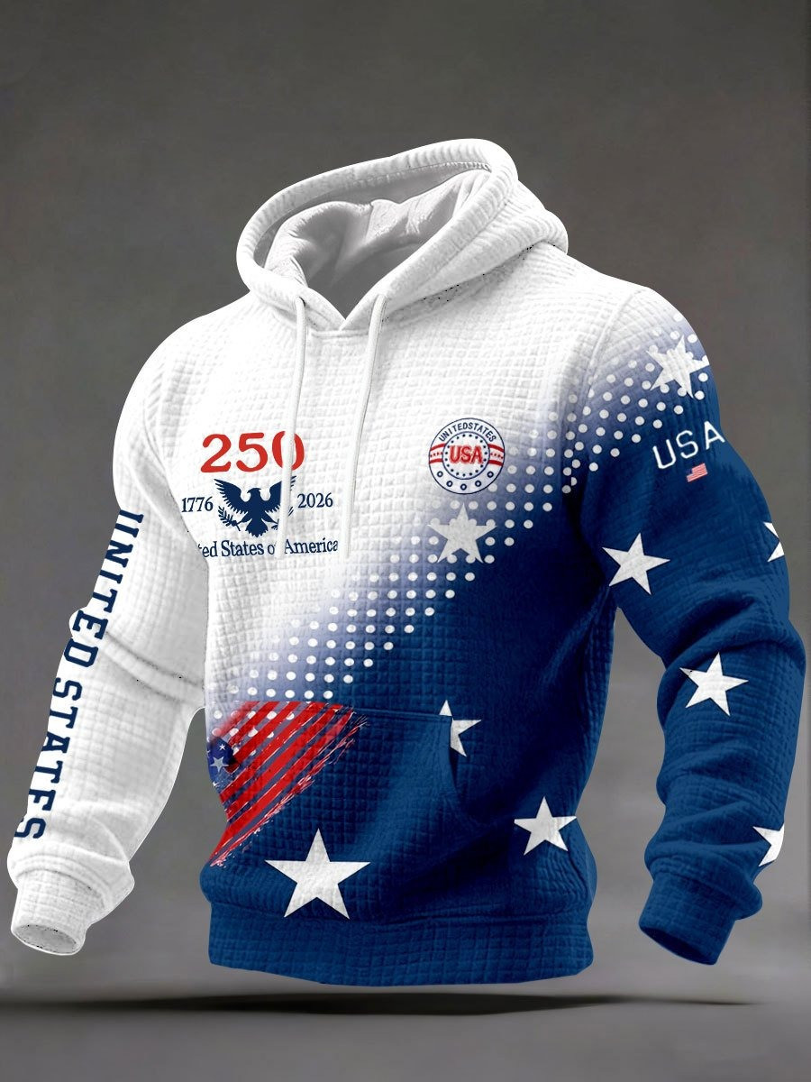 US 250th Anniversary Hoodie Mens 1776 2026 USA Patriotic Clothing 4th July Gift