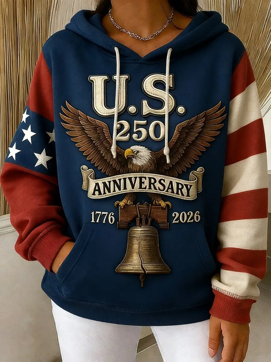 US 250th Anniversary Merch Hoodie 1776 2026 Liberty Bell Graphic Patriotic Gift Womens