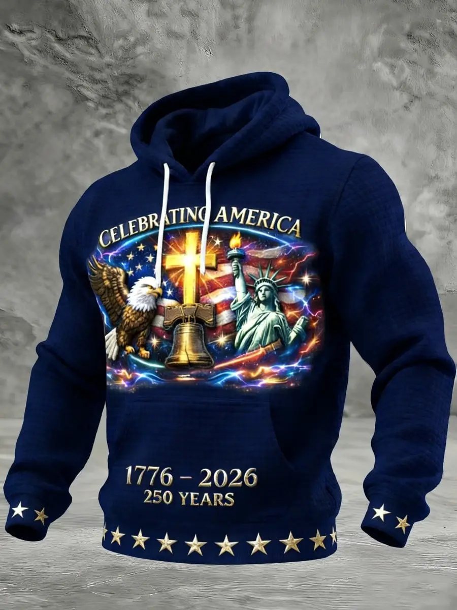 US 250th Anniversary Merch Hoodie Celebrating America Clothes Patriotic Gift Mens