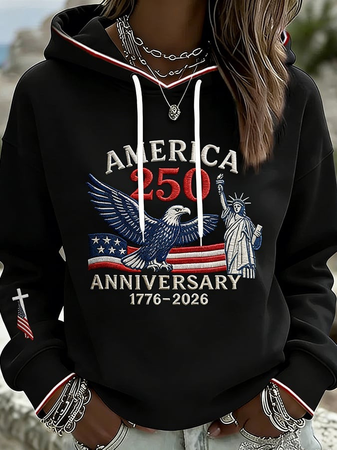 US 250th Anniversary Merch Hoodie Womens Bald Eagle Graphic Clothes Patriotic Gift