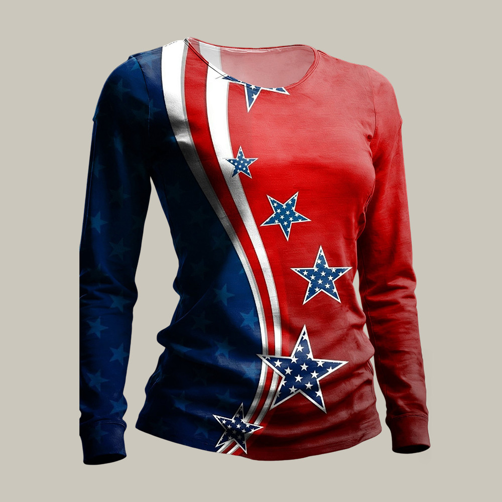 US 250th Anniversary National Flag Long Sleeve Shirt Fourth Of July Apaprel Gift For Girlfriend