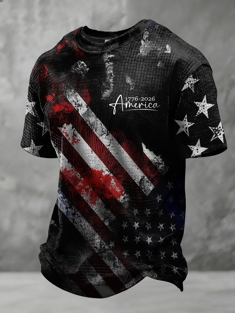 US 250th Anniversary Shirt 1776 2026 American Flag Print Gift for Men