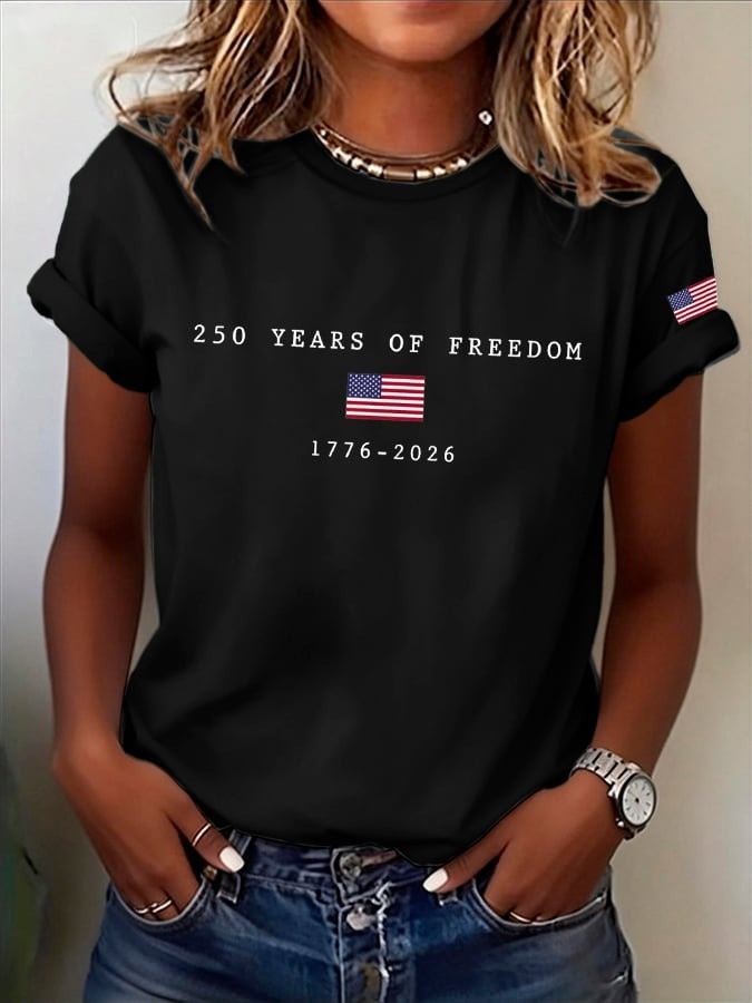 US 250th Anniversary Shirt 250 Years of Freedom Tee American Flag Print Gift for Mom