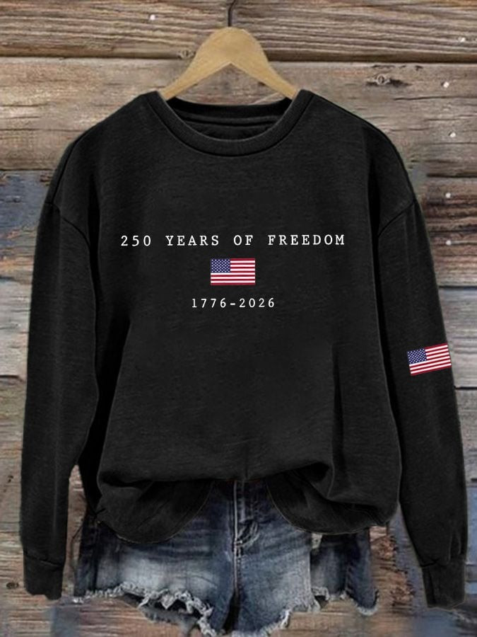 US 250th Anniversary Sweatshirt 1776 2026 America Flag Print Tribute Gift for Patriots