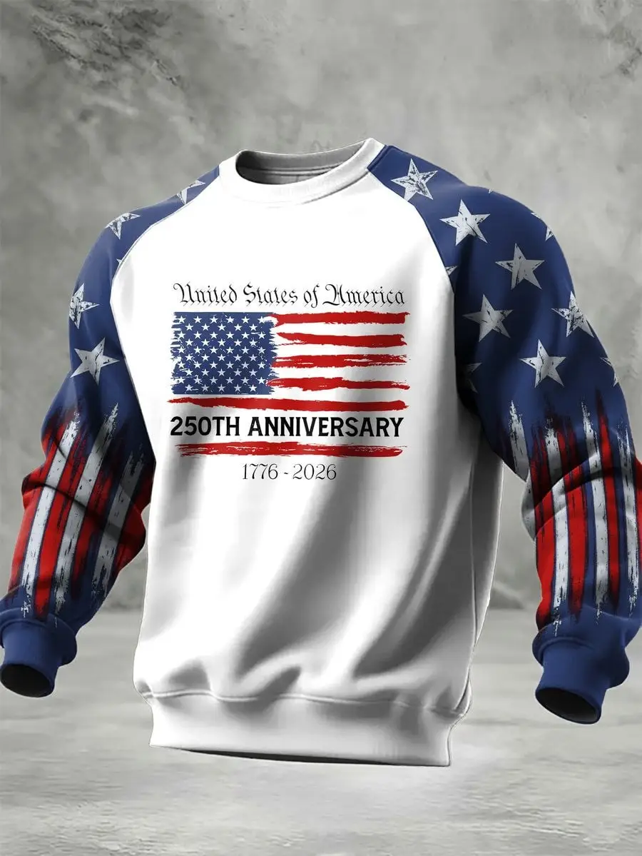 US 250th Anniversary Sweatshirt Mens 1776 2026 USA Patriotic Apparel 4th July Merch