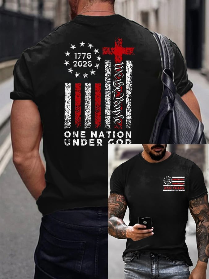 US 250th One Nation Under God Shirt Mens We The People T-Shirt Patriotic Apparel