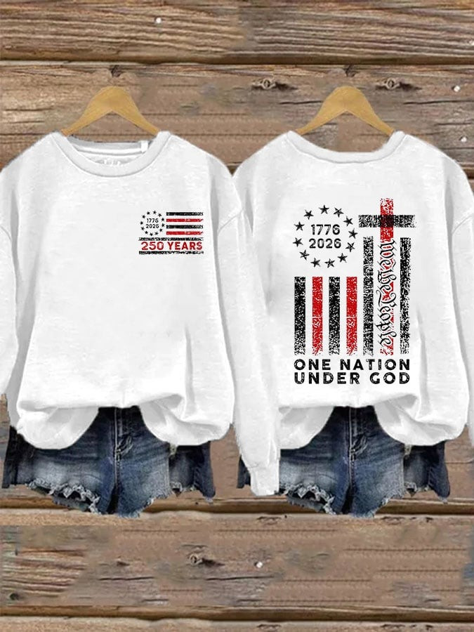 US 250th We The People Sweatshirt 1776 2026 One Nation Under God Crewneck 4th of July Gift