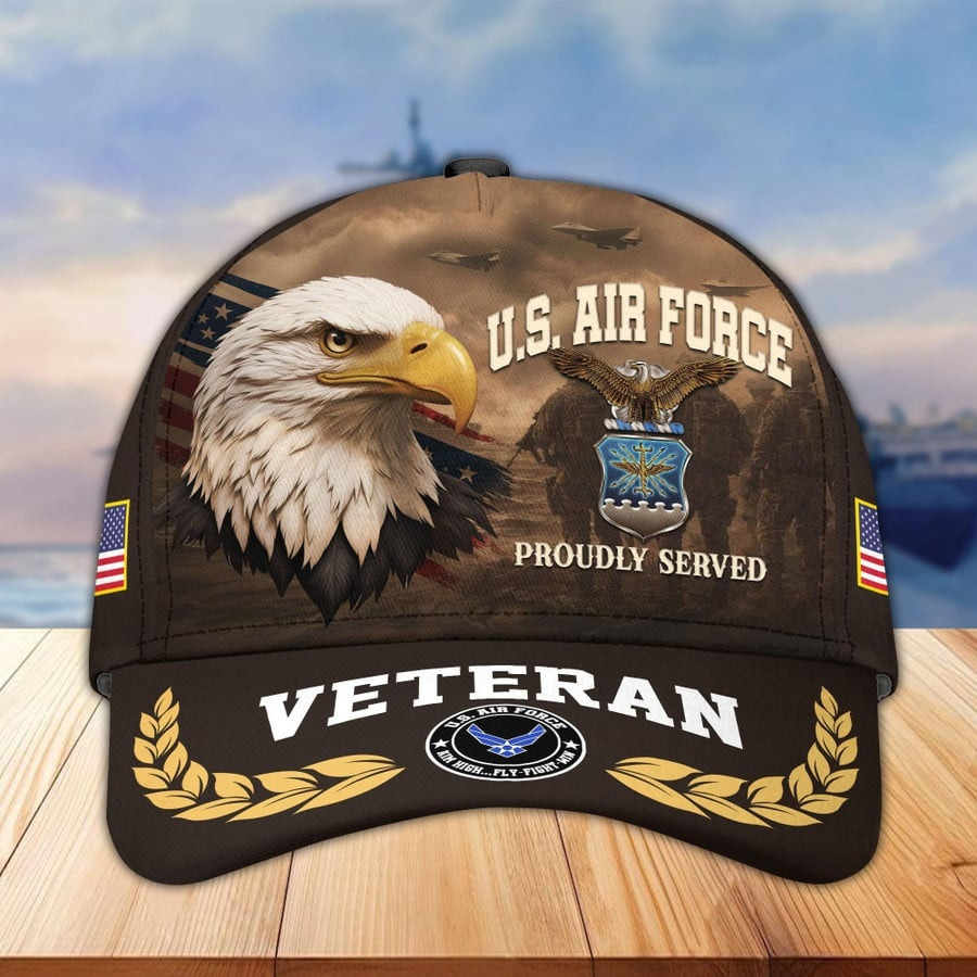 US Air Force Veteran Eagle Hat Proudly Served Baseball USAF Merch Best Gifts For Veteran