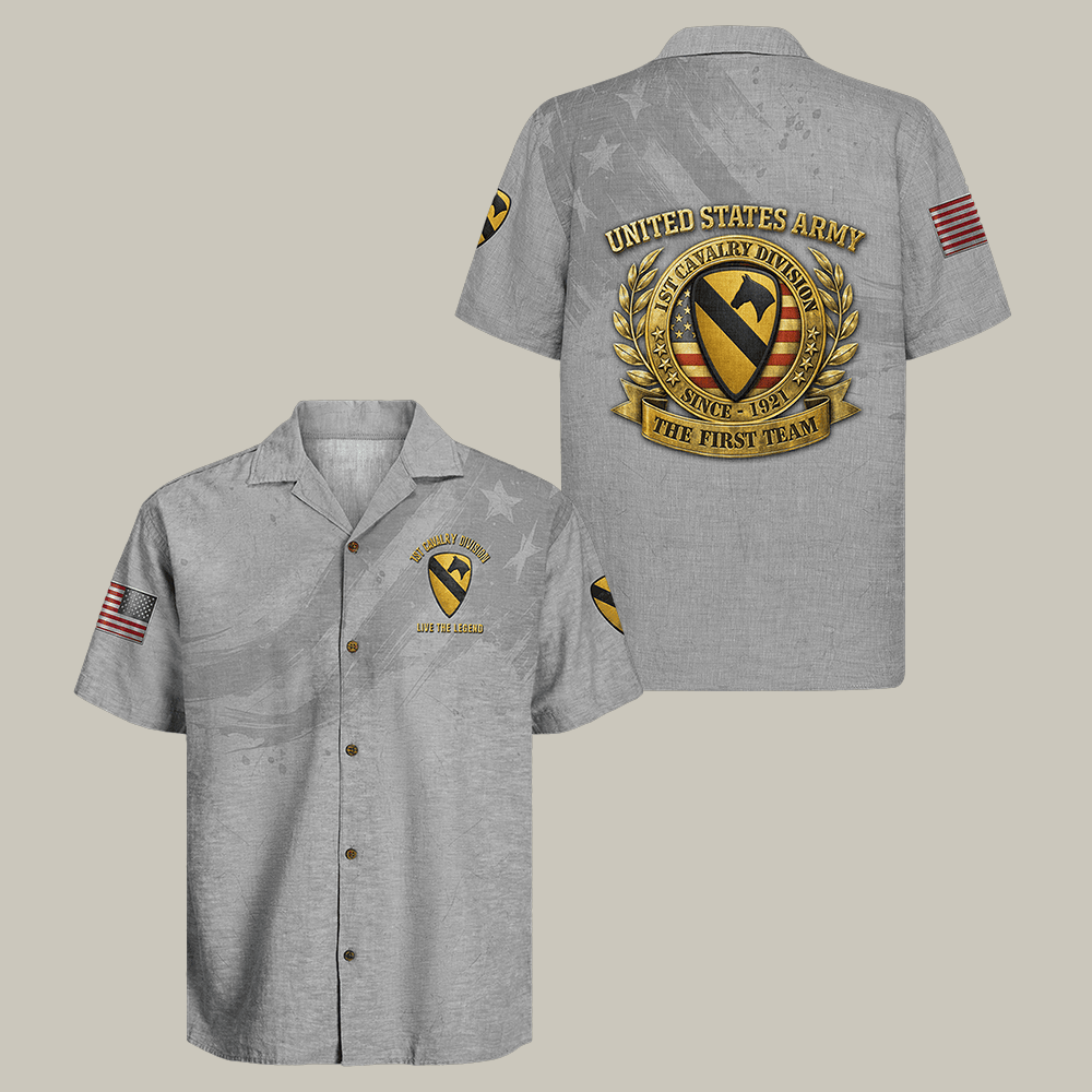 US Army 1st Cavalry Division Regiment Hawaiian Shirt 250th Anniversary Clothes Army Men Gift Idea US Army 1st Cavalry Division Regiment Hawaiian Shirt 250th Anniversary Clothes Army Men Gift Idea - Image 1