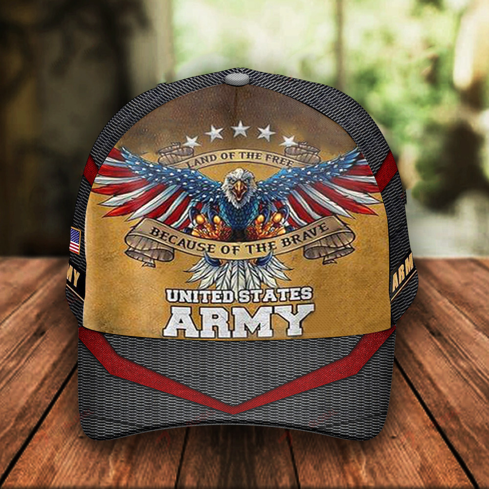 US Army Hat Eagle Land Of Free Because Of The Brave US Army Baseball Cap Merchandise US Army Hat Eagle Land Of Free Because Of The Brave US Army Baseball Cap Merchandise - Image 1