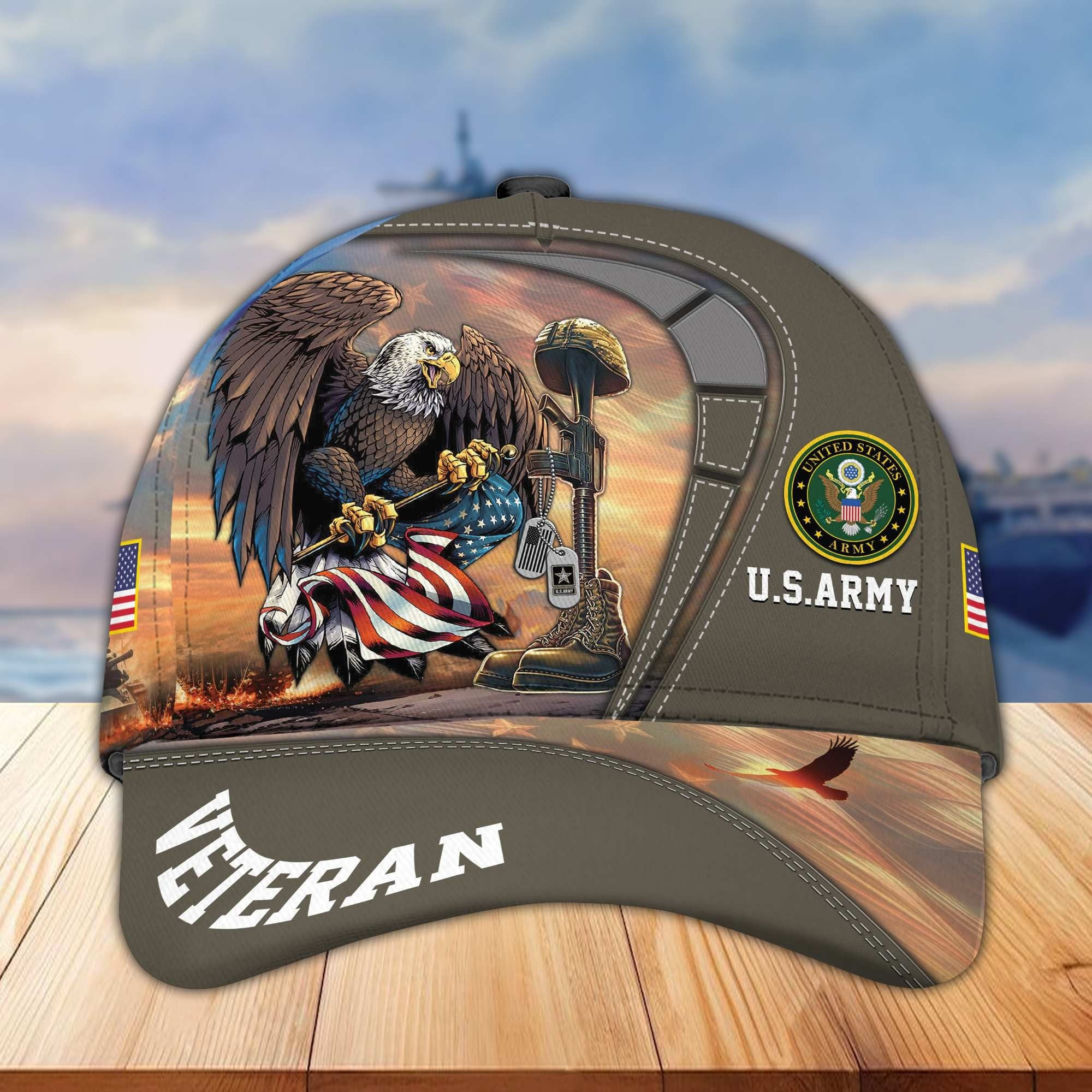 US Army Hats American Eagle Graphic Armed Forces Day Gifts For US Veterans On Father's Day