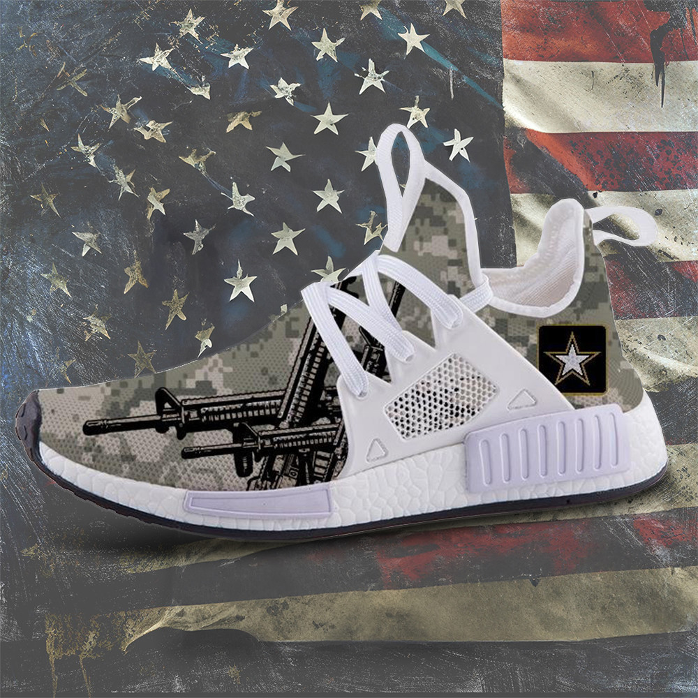 US Army Rifle Camo Shoes Pride Military Army Patriotic Sneakers Gifts For Boyfriend