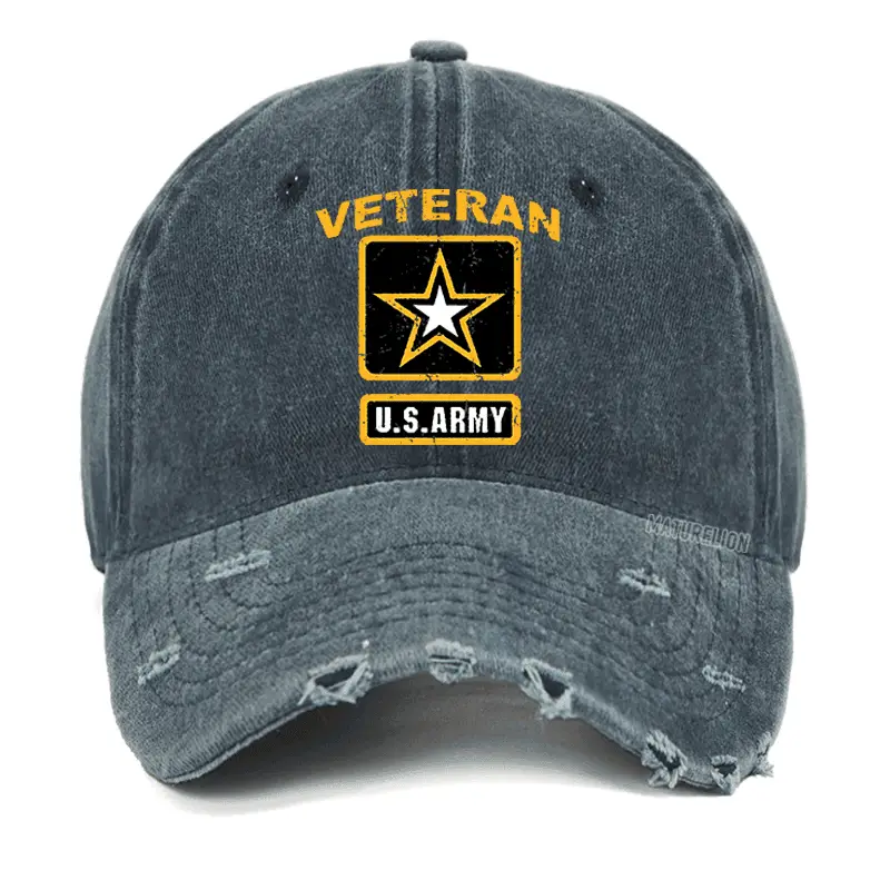 US Army Veteran Washed Vintage Cap Men’s Funny Statement Shirt – Humorous T-Shirt
