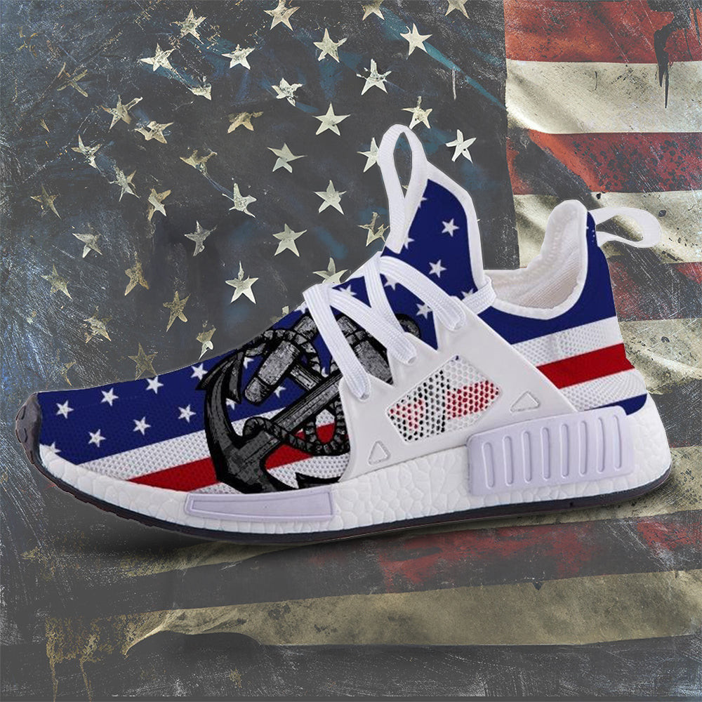 US Coast Guard USA Flag Shoes Proud USCG Military Sneakers Patriotic Merch Gifts For Veterans -WearandDecor