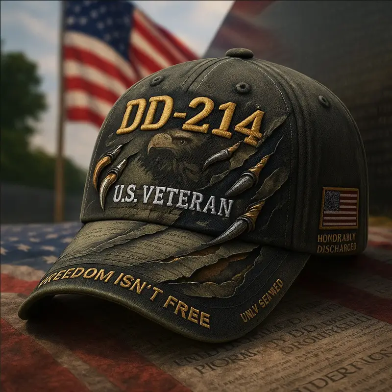 US DD 214 Veteran Hat Freedom Isn't Free America Flag Veteran Cap Presents For Him US DD 214 Veteran Hat Freedom Isn't Free America Flag Veteran Cap Presents For Him - Image 1