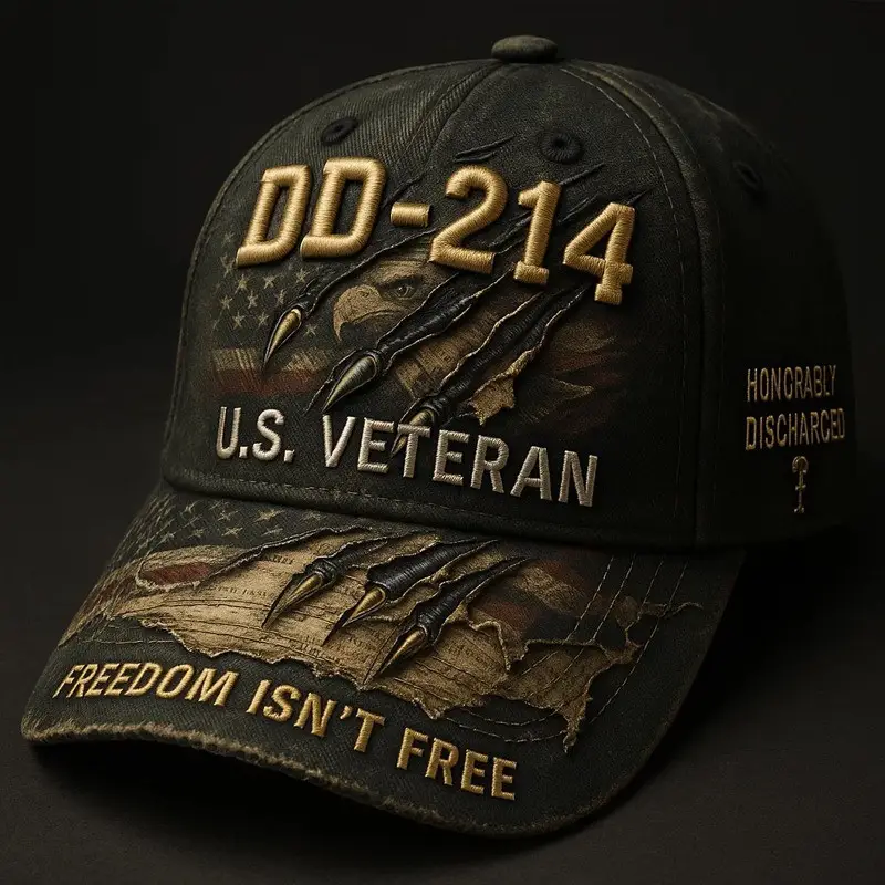 US DD 214 Veteran Hat Freedom Isn't Free Honorably Discharged Veteran Cap Present Ideas