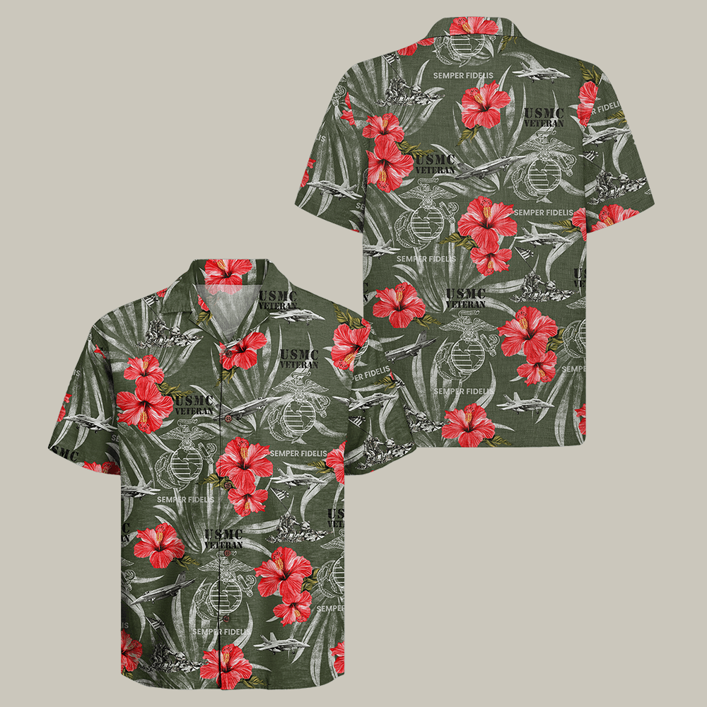 US Marine Corps Veteran 250th Anniversary Hawaiian Shirt Semper Fidelis Shirt Veteran Gift US Marine Corps Veteran 250th Anniversary Hawaiian Shirt Semper Fidelis Shirt Veteran Gift - Image 1
