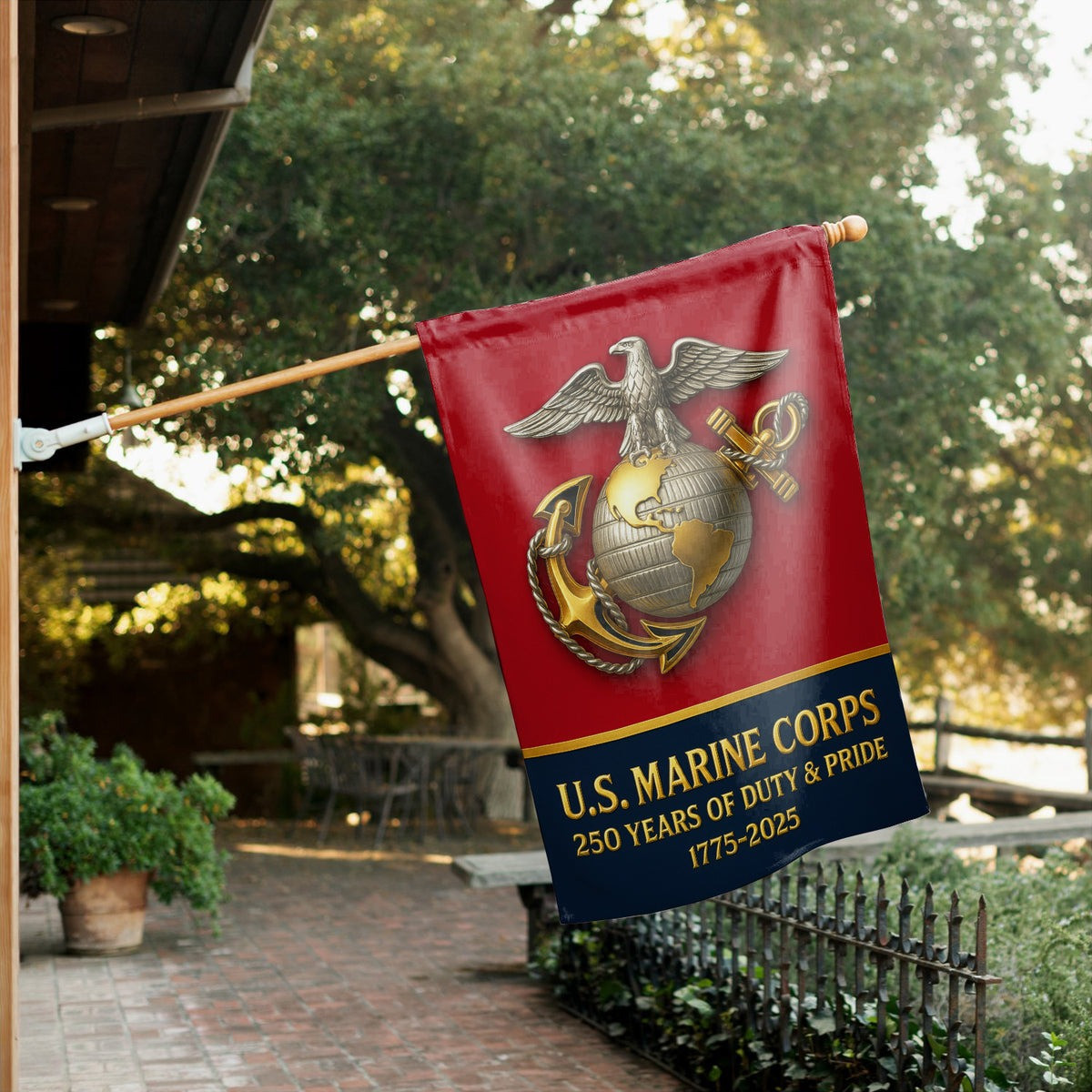 US Marine Corps Veteran Flag 250 Years Of Duty And Pride Outdoor Decor Gifts For Patriots