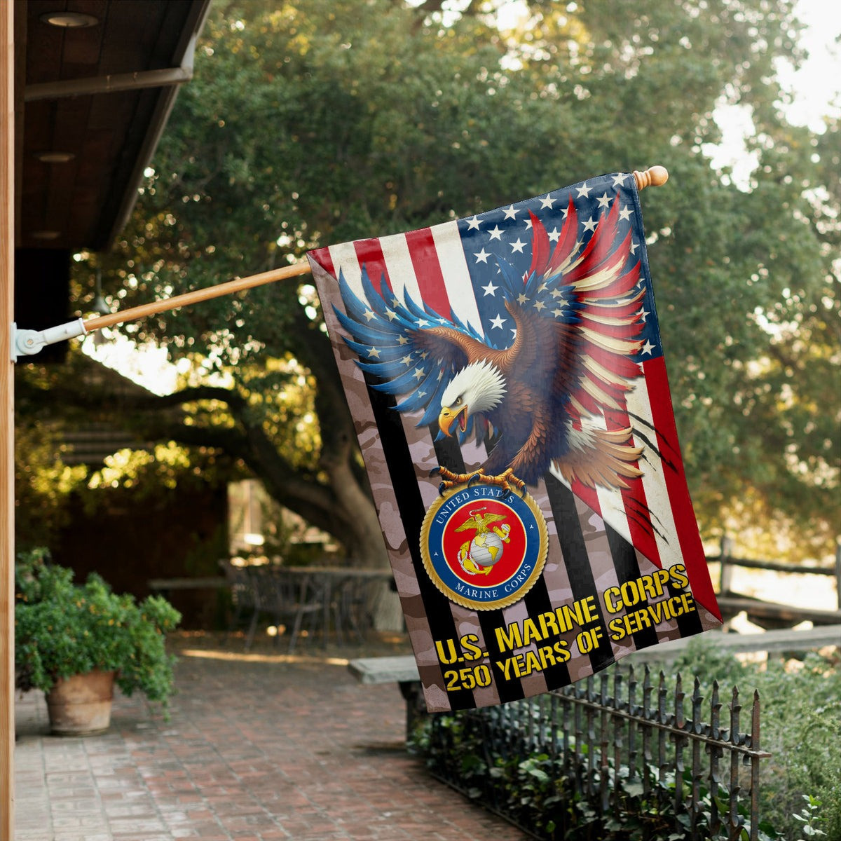 US Marine Corps Veteran Flag 250 Years Of Service Eagle USA Flag Outdoor Decor Gift Ideas