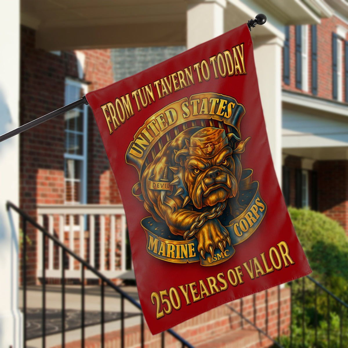 US Marine Corps Veteran Flag 250 Years Of Valor From Tun Tavern To Today Home Decor Gifts